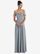 Alt View 1 Thumbnail - Platinum Off-the-Shoulder Draped Neckline Maxi Dress