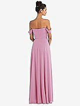 Alt View 2 Thumbnail - Powder Pink Off-the-Shoulder Draped Neckline Maxi Dress