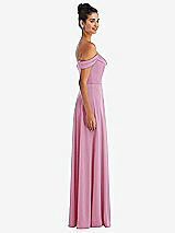 Alt View 3 Thumbnail - Powder Pink Off-the-Shoulder Draped Neckline Maxi Dress