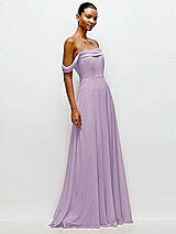 Side View Thumbnail - Pale Purple Off-the-Shoulder Draped Neckline Maxi Dress