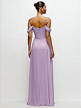 Rear View Thumbnail - Pale Purple Off-the-Shoulder Draped Neckline Maxi Dress