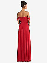 Alt View 2 Thumbnail - Parisian Red Off-the-Shoulder Draped Neckline Maxi Dress