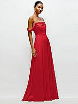 Side View Thumbnail - Parisian Red Off-the-Shoulder Draped Neckline Maxi Dress