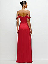 Rear View Thumbnail - Parisian Red Off-the-Shoulder Draped Neckline Maxi Dress