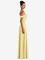 Alt View 3 Thumbnail - Pale Yellow Off-the-Shoulder Draped Neckline Maxi Dress