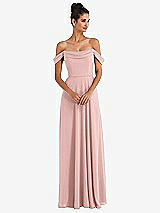 Alt View 1 Thumbnail - Rose - PANTONE Rose Quartz Off-the-Shoulder Draped Neckline Maxi Dress