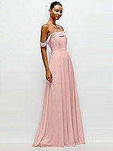 Side View Thumbnail - Rose - PANTONE Rose Quartz Off-the-Shoulder Draped Neckline Maxi Dress