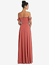 Alt View 2 Thumbnail - Coral Pink Off-the-Shoulder Draped Neckline Maxi Dress