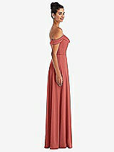 Alt View 3 Thumbnail - Coral Pink Off-the-Shoulder Draped Neckline Maxi Dress