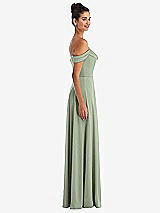 Alt View 3 Thumbnail - Sage Off-the-Shoulder Draped Neckline Maxi Dress