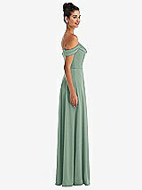 Alt View 3 Thumbnail - Seagrass Off-the-Shoulder Draped Neckline Maxi Dress