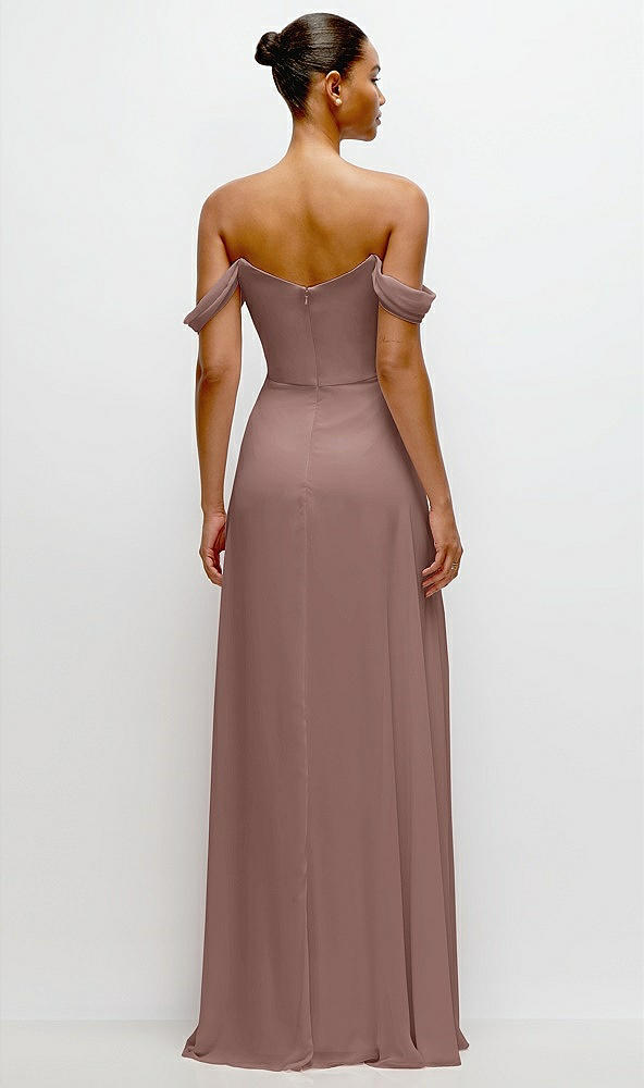 Back View - Sienna Off-the-Shoulder Draped Neckline Maxi Dress