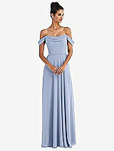 Alt View 1 Thumbnail - Sky Blue Off-the-Shoulder Draped Neckline Maxi Dress