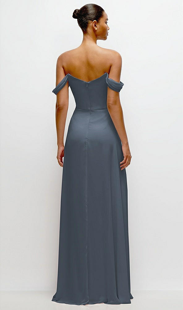 Back View - Silverstone Off-the-Shoulder Draped Neckline Maxi Dress