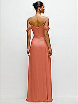 Rear View Thumbnail - Terracotta Copper Off-the-Shoulder Draped Neckline Maxi Dress