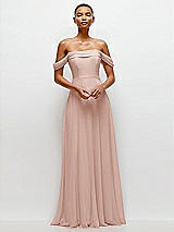 Front View Thumbnail - Toasted Sugar Off-the-Shoulder Draped Neckline Maxi Dress