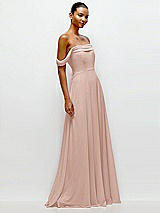 Side View Thumbnail - Toasted Sugar Off-the-Shoulder Draped Neckline Maxi Dress