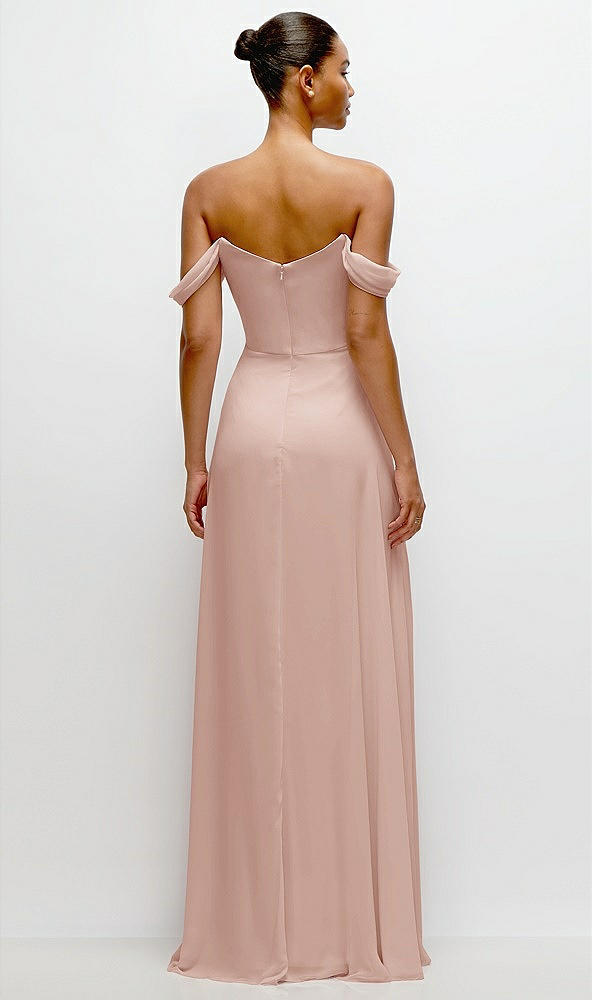 Back View - Toasted Sugar Off-the-Shoulder Draped Neckline Maxi Dress