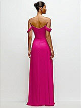 Rear View Thumbnail - Think Pink Off-the-Shoulder Draped Neckline Maxi Dress