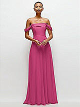 Front View Thumbnail - Tea Rose Off-the-Shoulder Draped Neckline Maxi Dress