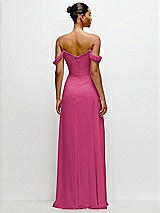 Rear View Thumbnail - Tea Rose Off-the-Shoulder Draped Neckline Maxi Dress