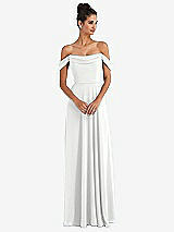 Alt View 1 Thumbnail - White Off-the-Shoulder Draped Neckline Maxi Dress