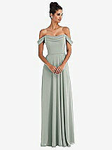 Alt View 1 Thumbnail - Willow Green Off-the-Shoulder Draped Neckline Maxi Dress