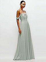 Side View Thumbnail - Willow Green Off-the-Shoulder Draped Neckline Maxi Dress