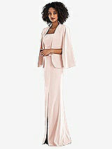 Side View Thumbnail - Blush Open-Front Split Sleeve Cape Jacket