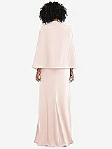 Rear View Thumbnail - Blush Open-Front Split Sleeve Cape Jacket