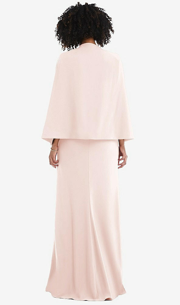 Back View - Blush Open-Front Split Sleeve Cape Jacket