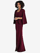 Side View Thumbnail - Cabernet Open-Front Split Sleeve Cape Jacket