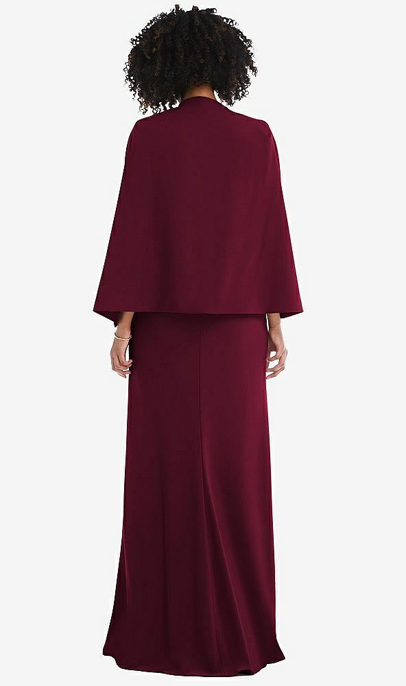 Back View - Cabernet Open-Front Split Sleeve Cape Jacket