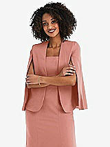 Front View Thumbnail - Desert Rose Open-Front Split Sleeve Cape Jacket