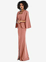 Side View Thumbnail - Desert Rose Open-Front Split Sleeve Cape Jacket