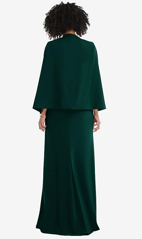 Back View - Evergreen Open-Front Split Sleeve Cape Jacket