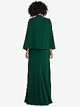 Rear View Thumbnail - Hunter Green Open-Front Split Sleeve Cape Jacket