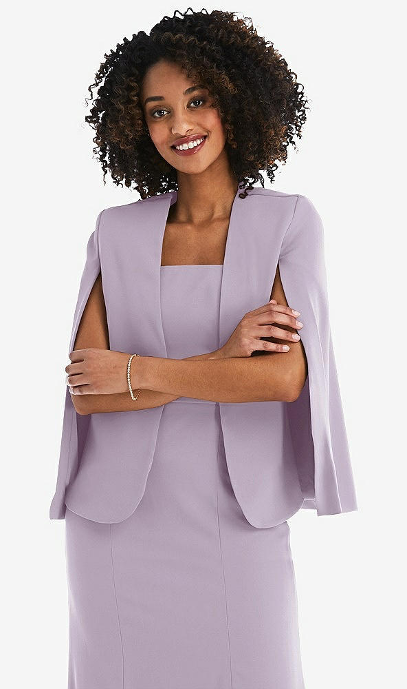 Front View - Lilac Haze Open-Front Split Sleeve Cape Jacket