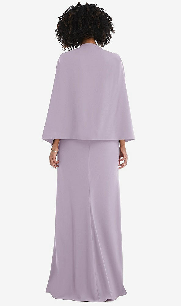 Back View - Lilac Haze Open-Front Split Sleeve Cape Jacket