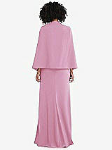 Rear View Thumbnail - Powder Pink Open-Front Split Sleeve Cape Jacket