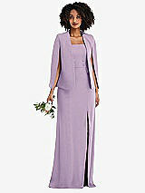 Alt View 1 Thumbnail - Pale Purple Open-Front Split Sleeve Cape Jacket