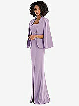 Side View Thumbnail - Pale Purple Open-Front Split Sleeve Cape Jacket