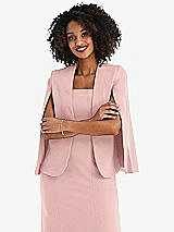 Front View Thumbnail - Rose - PANTONE Rose Quartz Open-Front Split Sleeve Cape Jacket