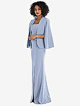 Side View Thumbnail - Sky Blue Open-Front Split Sleeve Cape Jacket