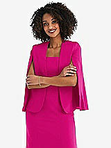 Front View Thumbnail - Think Pink Open-Front Split Sleeve Cape Jacket