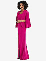 Side View Thumbnail - Think Pink Open-Front Split Sleeve Cape Jacket