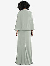 Rear View Thumbnail - Willow Green Open-Front Split Sleeve Cape Jacket