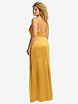 Rear View Thumbnail - NYC Yellow Cowl-Neck Draped Wrap Maxi Dress with Front Slit