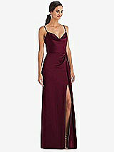 Alt View 1 Thumbnail - Cabernet Cowl-Neck Draped Wrap Maxi Dress with Front Slit