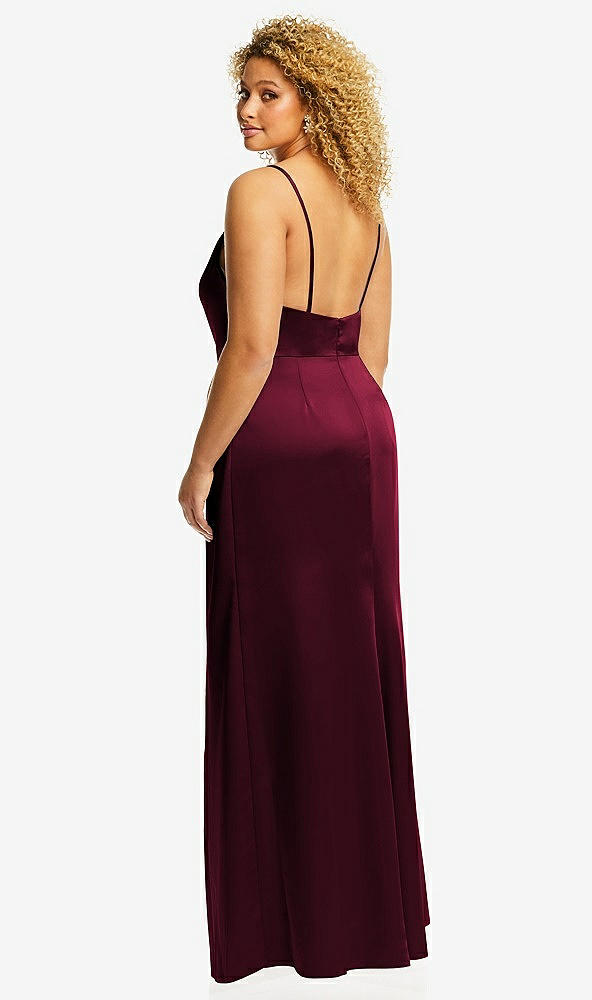 Back View - Cabernet Cowl-Neck Draped Wrap Maxi Dress with Front Slit